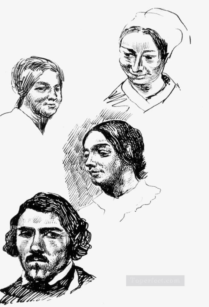 Page of a sketchbook Romantic Eugene Delacroix Oil Paintings